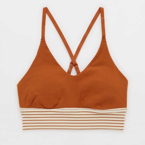 ⛔️SOLD⛔️🆕NWT Offline by Aerie Ribbed Scoop Sports Bra in 'Caramel' - Picture 2 of 5